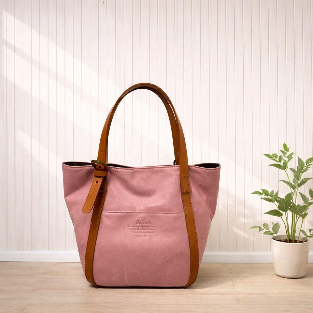 美品【Dakota ダコタ】レザートートバッグ ピンク 本革 バイカラー