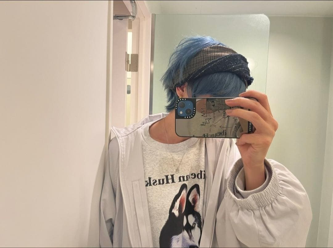 『Eveさん着用』gray Dog face printed ハスキー　同サイズ シベリアン・ハスキー グレー 115 | HANSA