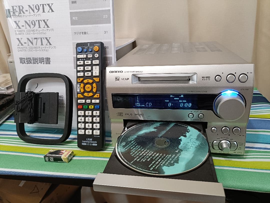 ONKYO FR-N7TX　CD,HiMD,FM/AM　整備済完動品　リモコン付 Onkyo FR-N7X CD MD Tuner Amplifier Hi-MD MiniDisc Audio System