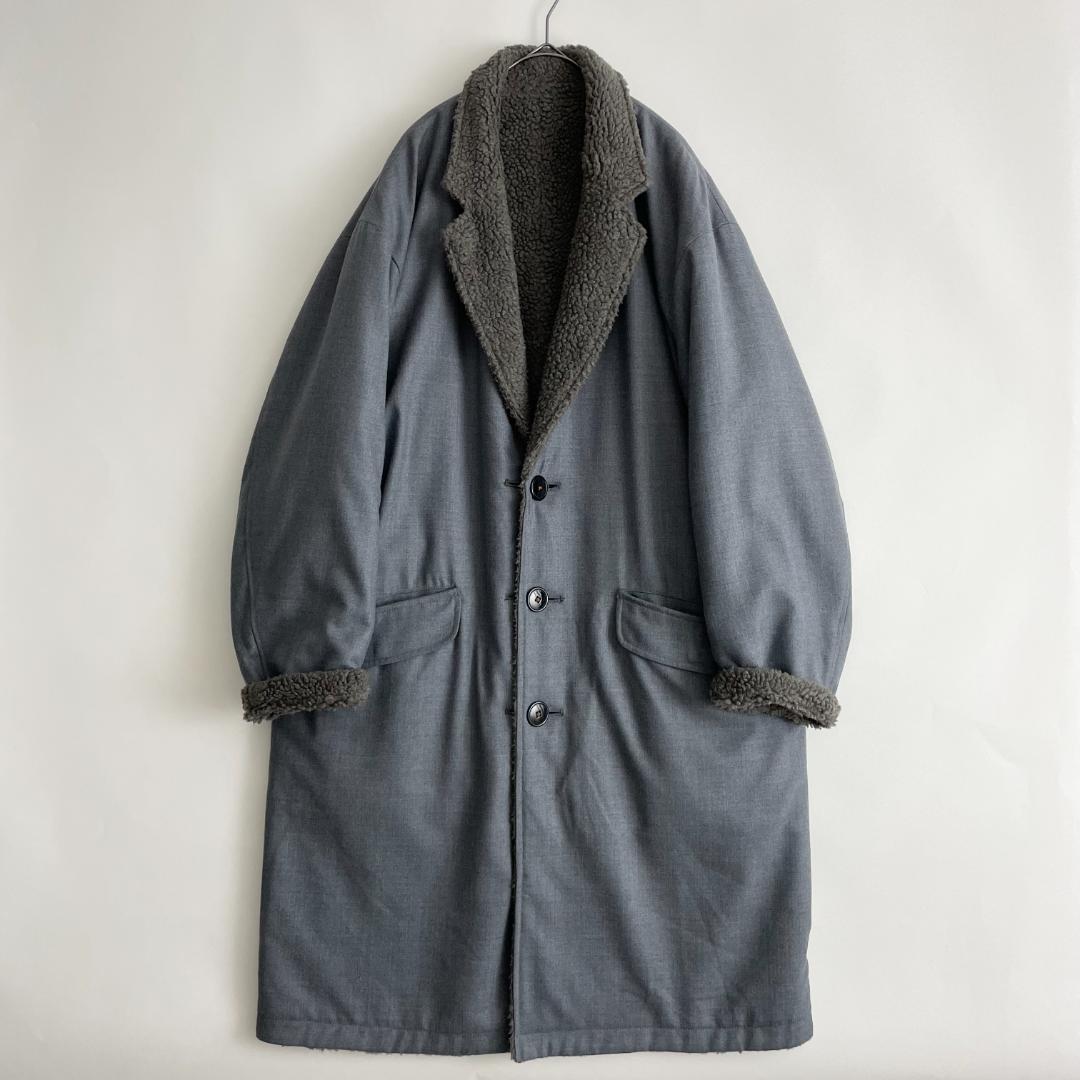美品 BEAMS (iz) リバーシブル ボア ウール オーバーコート ビッグ