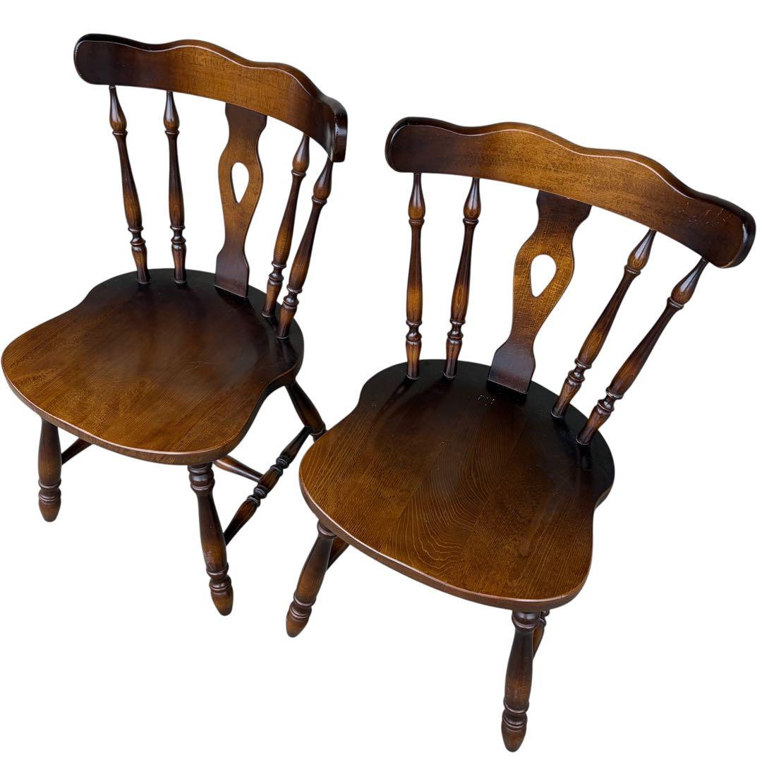 極美品】飛騨産業 キツツキマーク ウィンザーチェア 椅子 2脚セット③