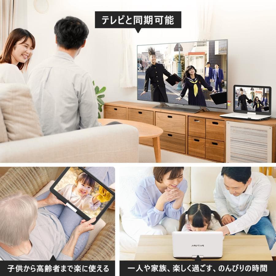 ポータブルdvdプレーヤー 17.9型 液晶 15.6インチ超大画面