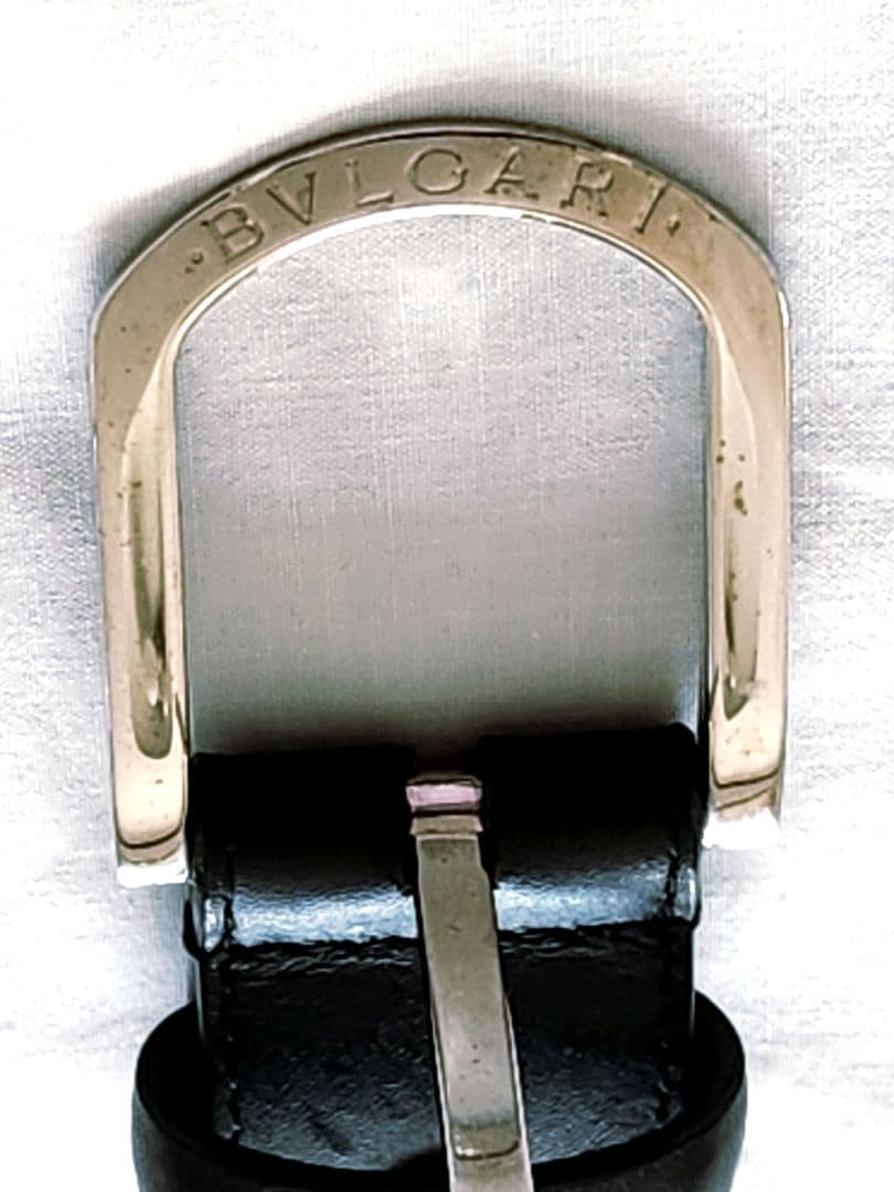 BVLGARI ブルガリ ブラックレザーベルト シルバーバックル