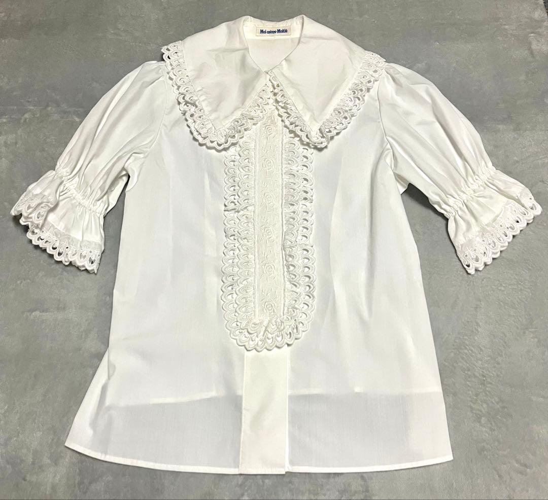 Moi-meme-Moitie スカラップコットンレースパフ袖ブラウス 9号 公式】Moi-même-Moitié | モワメームモワティエ ブラウスお洋服の通販