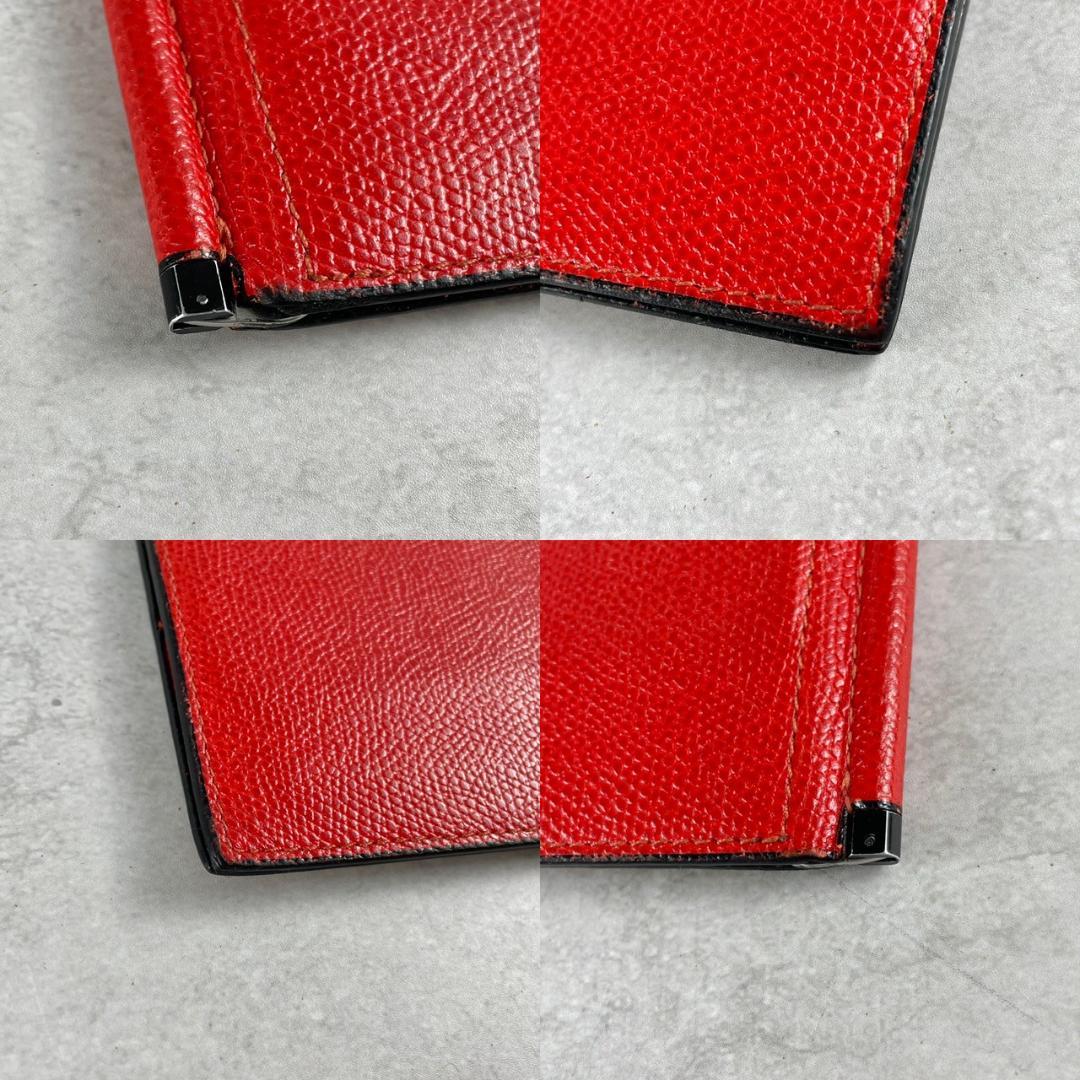 美品✨ヴァレクストラ マネークリップ 赤 ユニセックス グレインカーフスキン