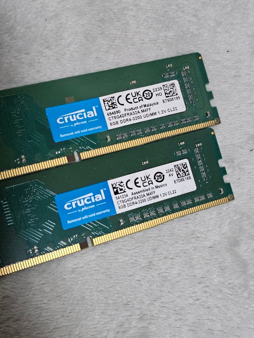 crucial DDR4 3200 8GB ×2 計 16GB Crucial 16GB DDR4 RAM Kit (2x8GB), 3200MHz (PC4-25600) CL22