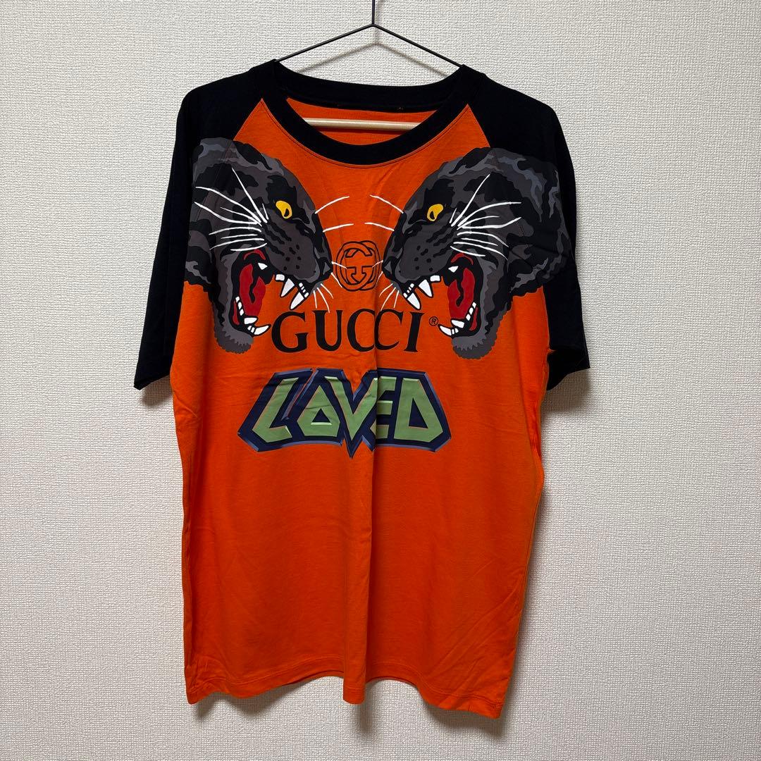 GUCCI ラグラン タイガープリントTシャツ オレンジ GUCCI（グッチ） 最終値下げ！ タイガープリント Tシャツ オレンジ