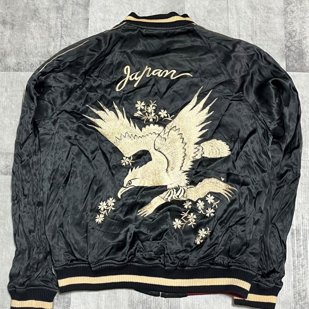 フラッドヘッド FLATHEAD スカジャン リバーシブル サテン 鷹 黒 希少