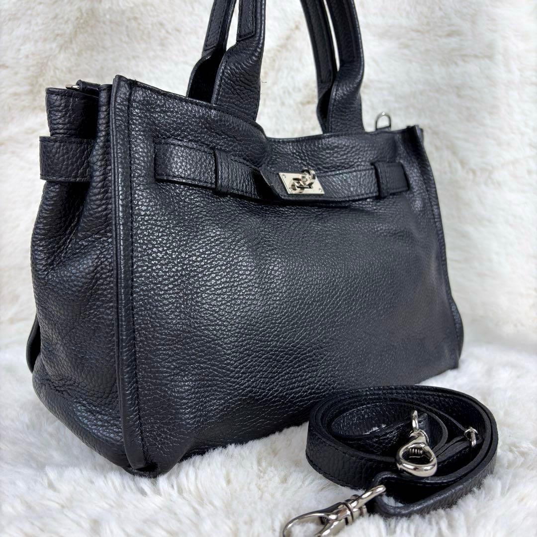 【りょう様用】銀座かねまつ 本革レザー 2WAY ショルダーバッグ ブラック GINZA Kanematsu（銀座かねまつ） ショルダーバッグ クロコ型押し