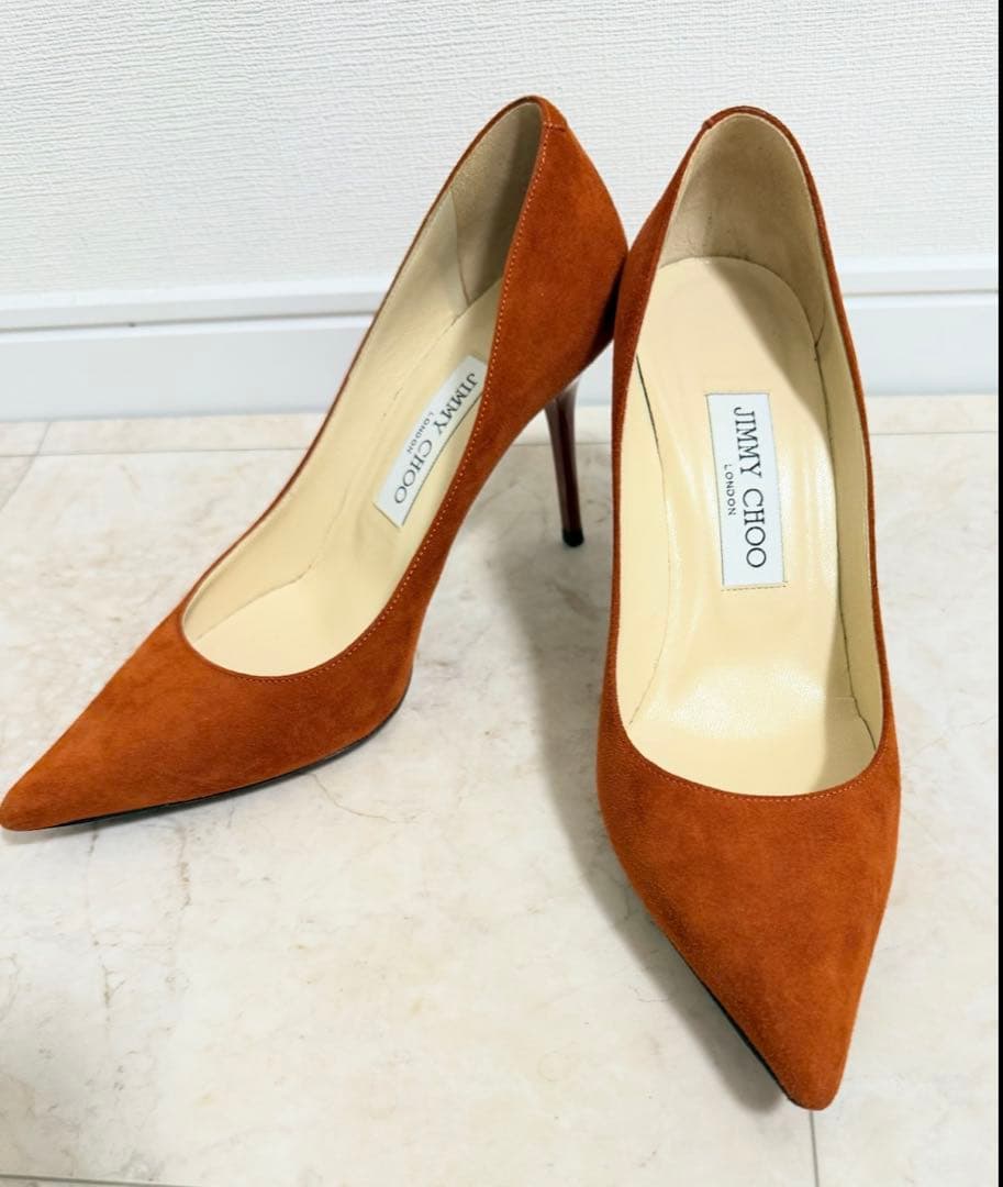 JIMMY CHOO オレンジ スエード ハイヒール - メルカリ