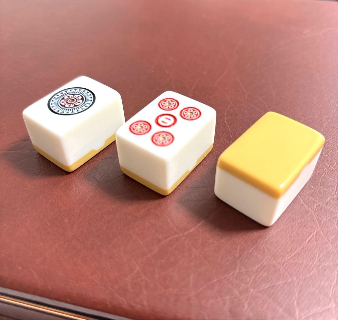 希少】ミズノ丸一 天山 高級麻雀牌 赤ドラ丸一刻印 三羽一索 背黄