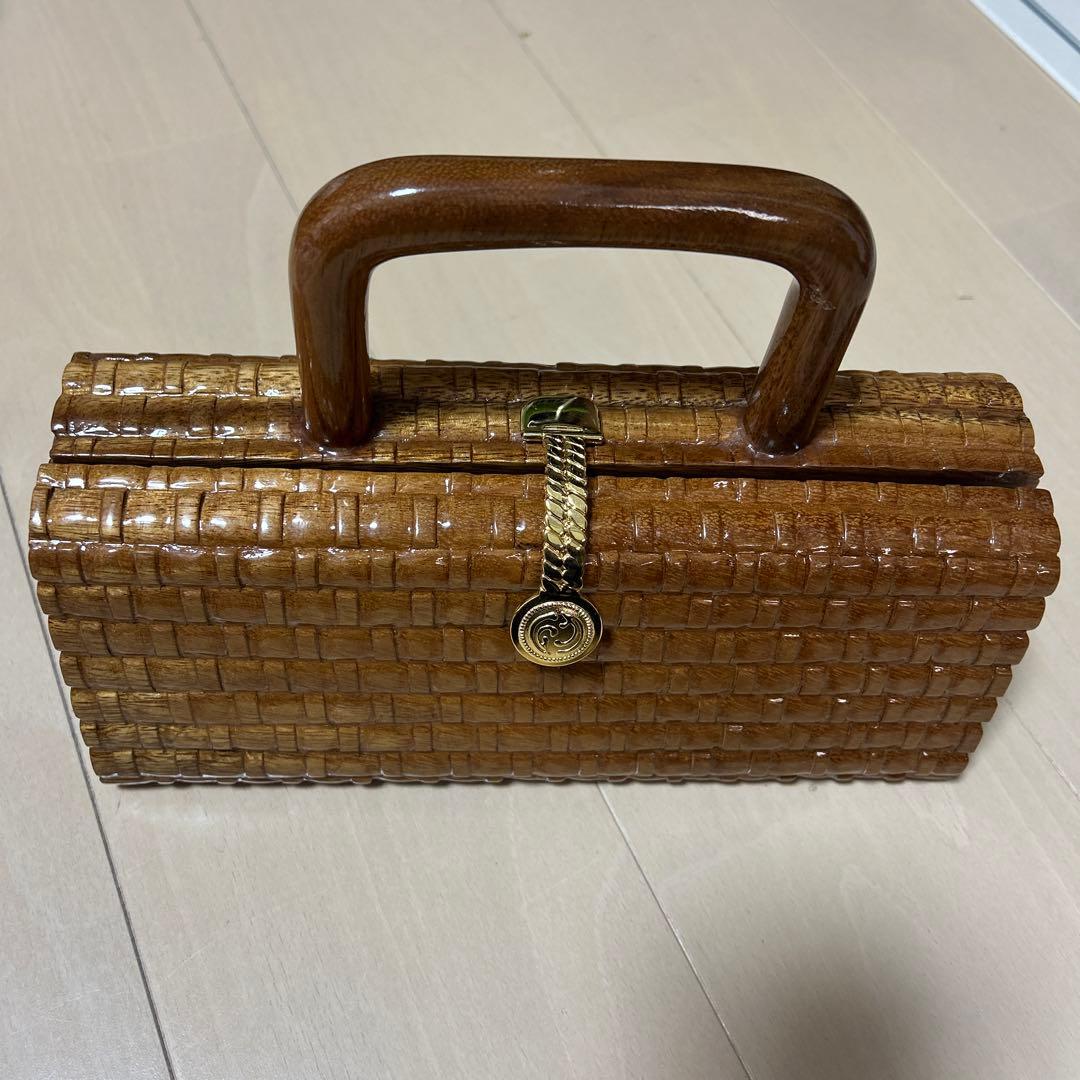 ティミーウッズ　木製ハンドバッグ 極美品 ティミーウッズ 木製 ハンドバッグ アカシア 天然木 希少 レア