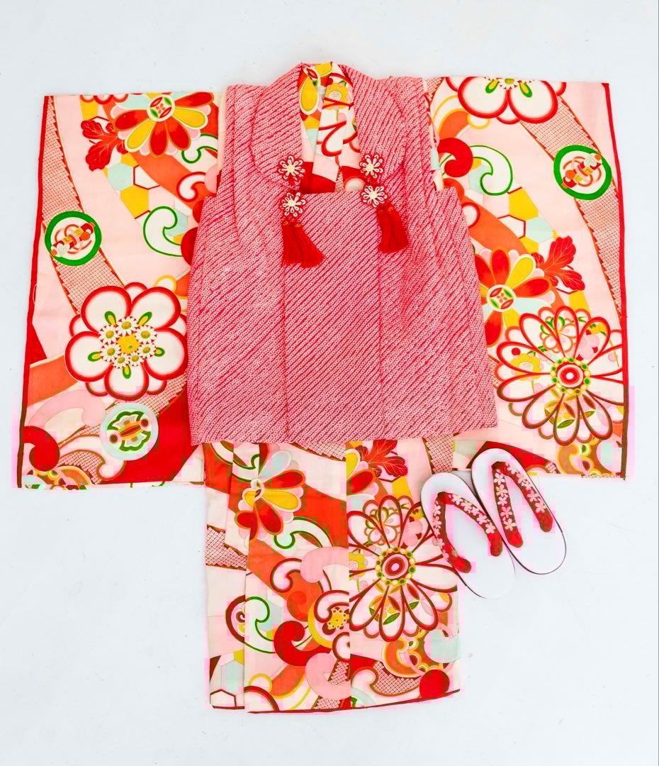 アンティーク着物　七五三　子供着物 レンタル】七五三 3歳 着物 ニコアンティーク 女の子 被布セット 子供