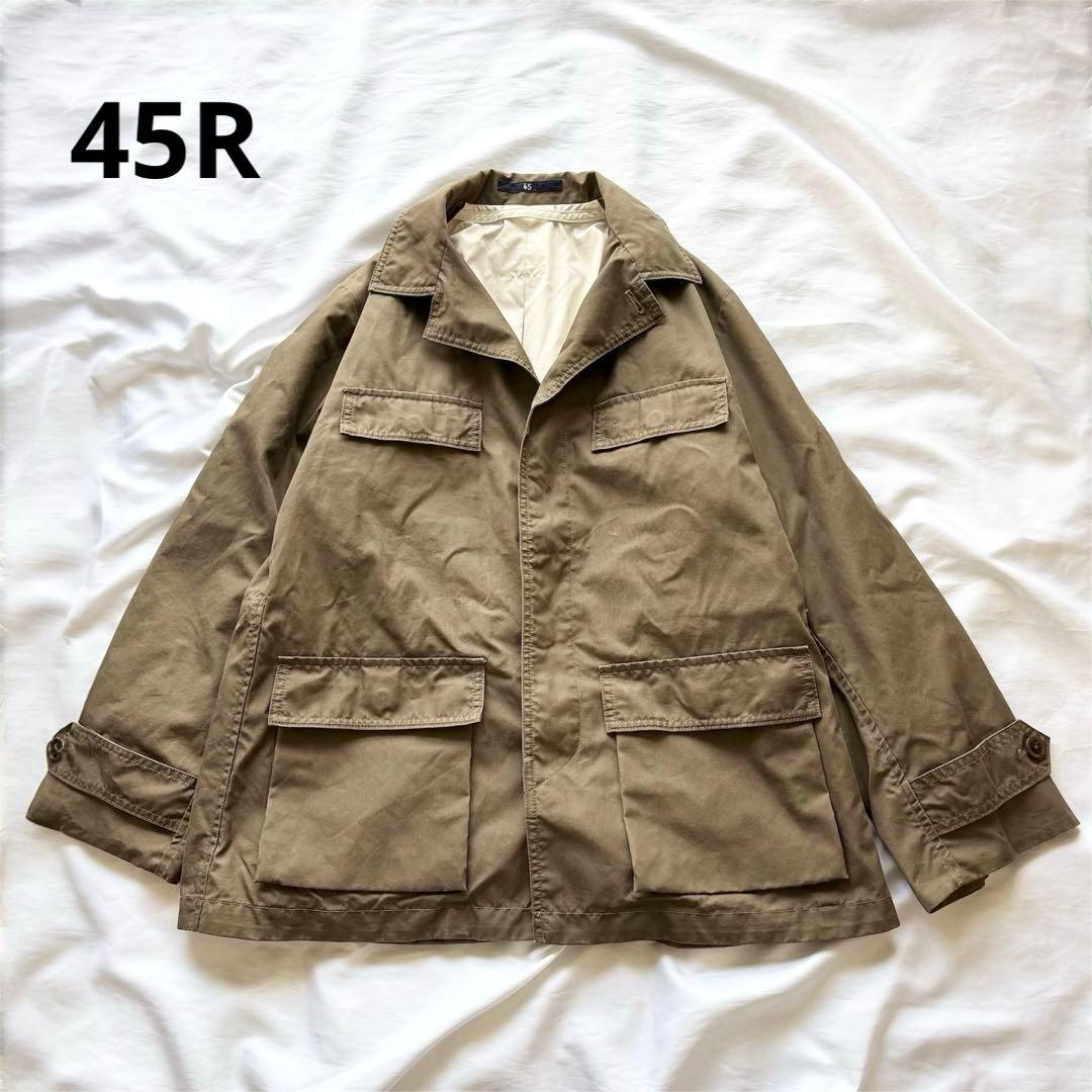 【極美品】　45r 綿ナイロンオックスフォードハーフブルゾン　2way カーキ 45R（フォーティファイブアール）の「ナイロンオックスの908ミリタリー