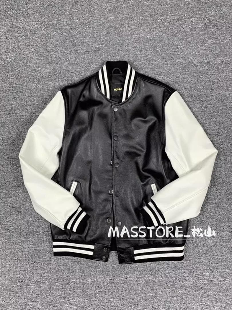 美品 スタジャン 革ジャン 牛革 本革 中綿レザージャケット M-5XL