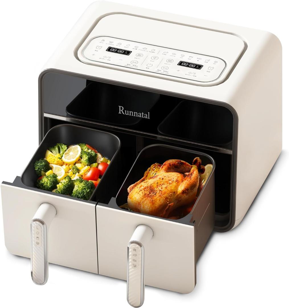 【限定値引き】Runnatal デュアルゾーンエアフライヤー 8L Amazon.co.jp: Runnatal ノンフライヤー 8L 大容量 電気 エア