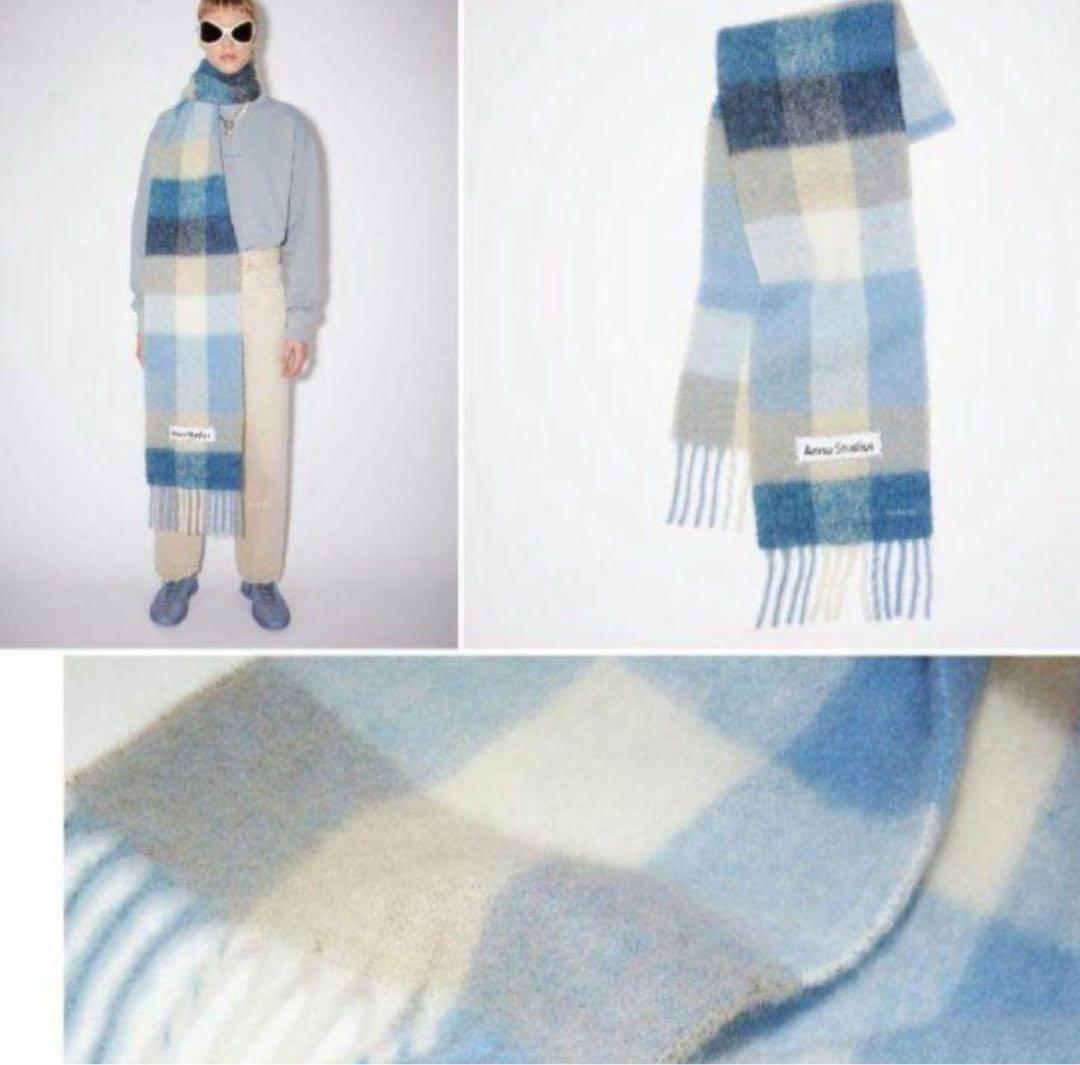 新品未使用 Acne Studios モヘアチェックスカーフ マフラー - メルカリ