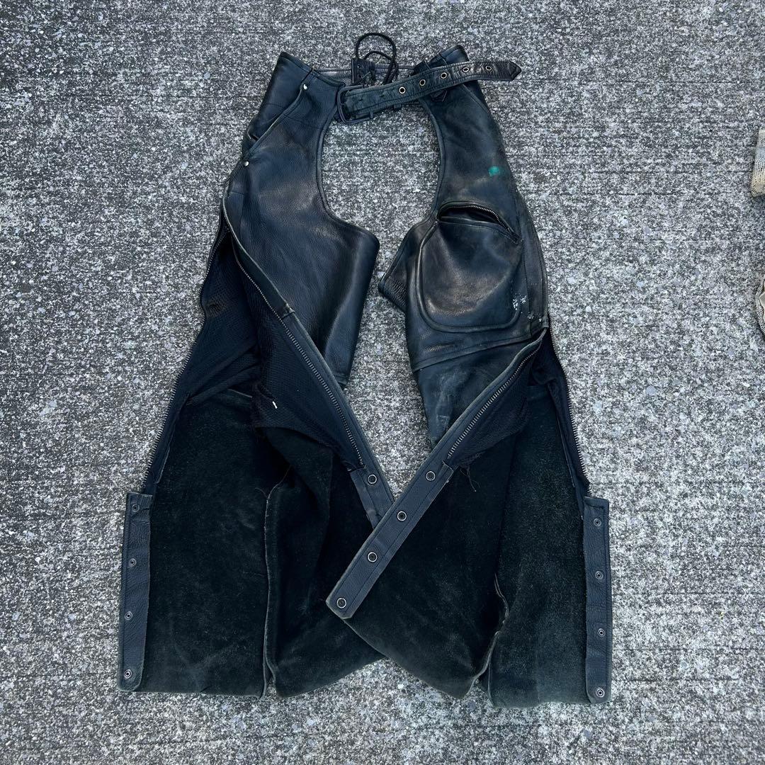 ギミック　レザーパンツ　レイヤード重ね履き用 punk グランジオピウム レイヤードワイドパンツ