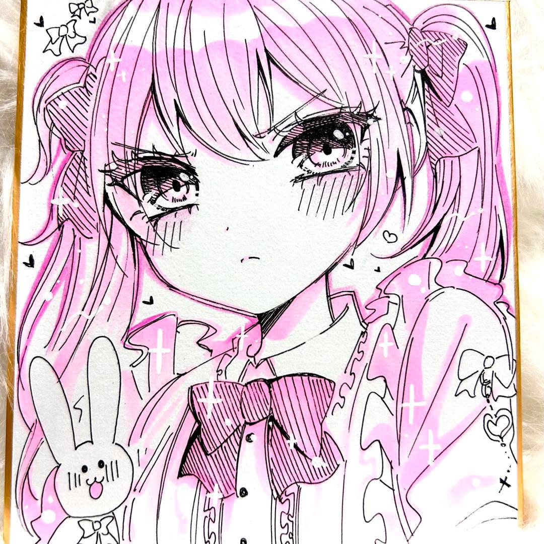 オリジナル手描きイラスト 色紙 アナログ - メルカリ