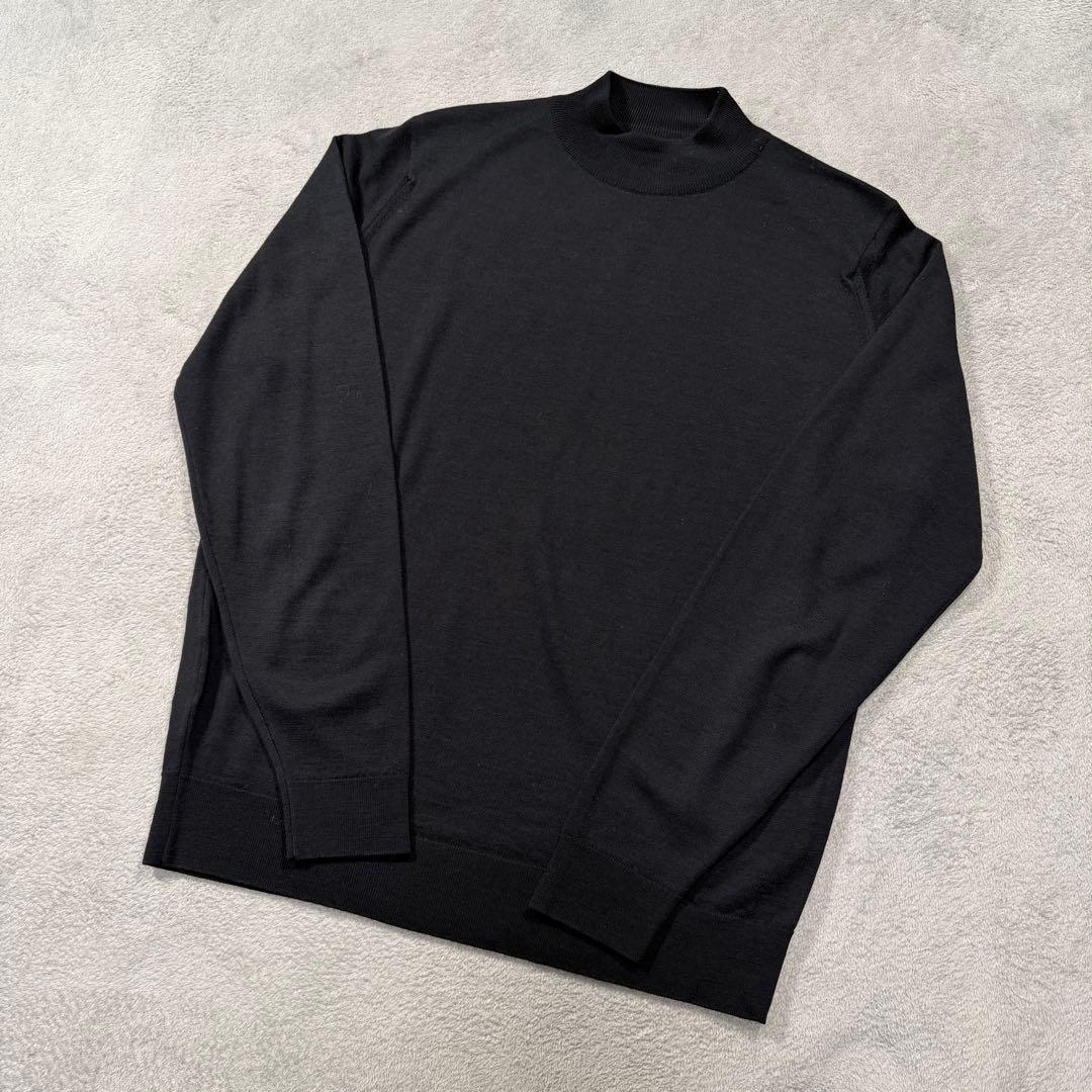 ジョンスメドレー　モックネックニット　Mサイズ　ブラック　ウール JOHN SMEDLEY（ジョンスメドレー） 【FINAL SALE】【返品交換不可