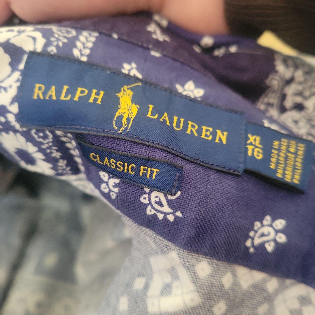 ラルフローレン ペイズリー柄 長袖シャツ XL 青い ブルー ゆるダボ