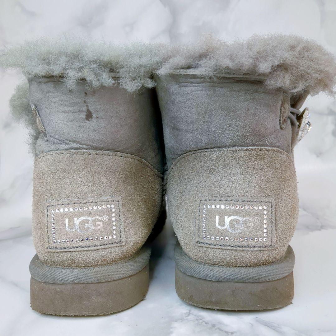 UGG アグ スワロフスキー ムートンブーツ ミニ ボア グレー 23cm 箱付
