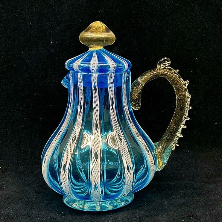 Murano ムラノ 金彩 蓋付き 水色 レース 水差し ピッチャー Yahoo!オークション -「ムラノ レース」(ガラス) (工芸品)の落札相場