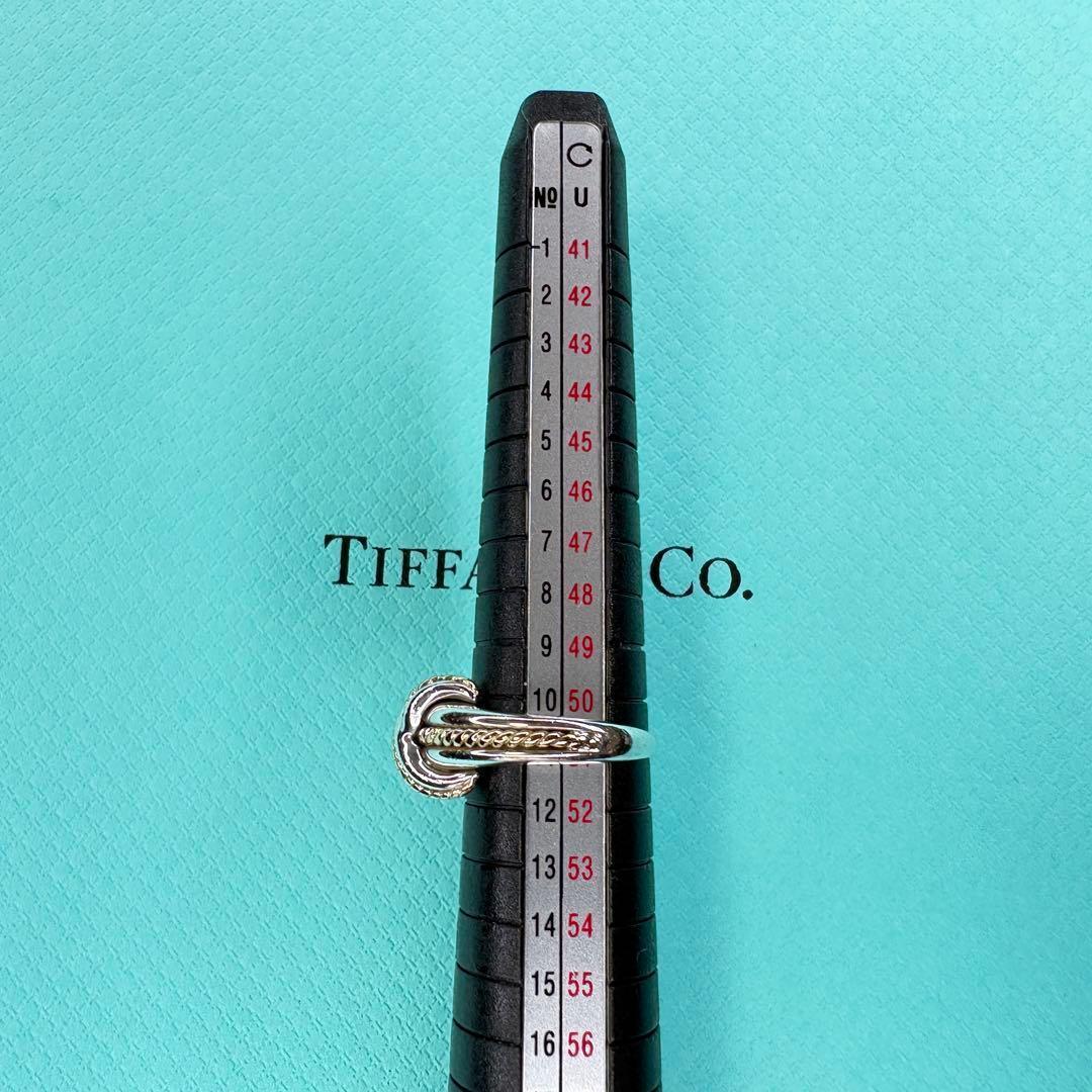美品】約11号 ティファニー シグネチャークロス Au750 SV925コンビ