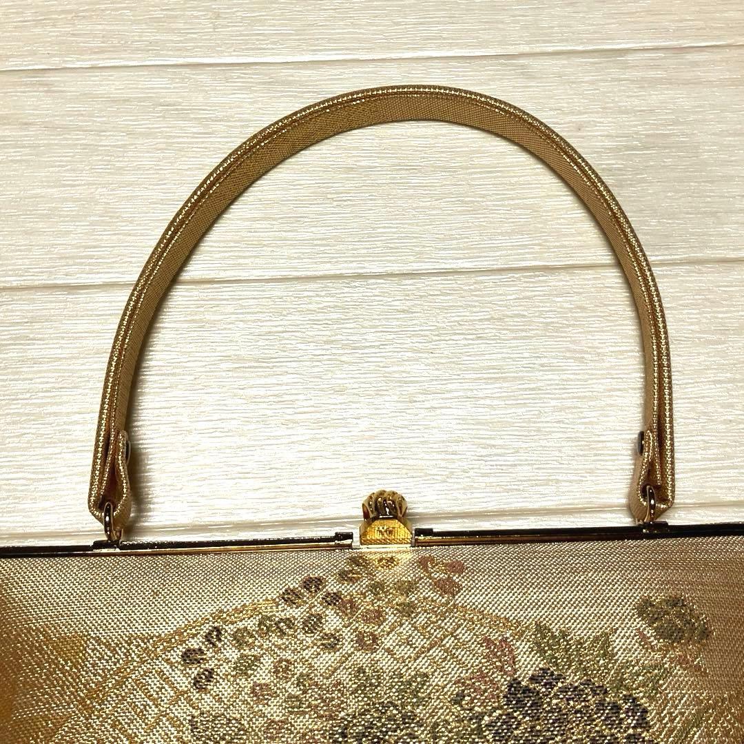 《美品》東京芝山　佐賀錦　草履バッグセット　ゴールド