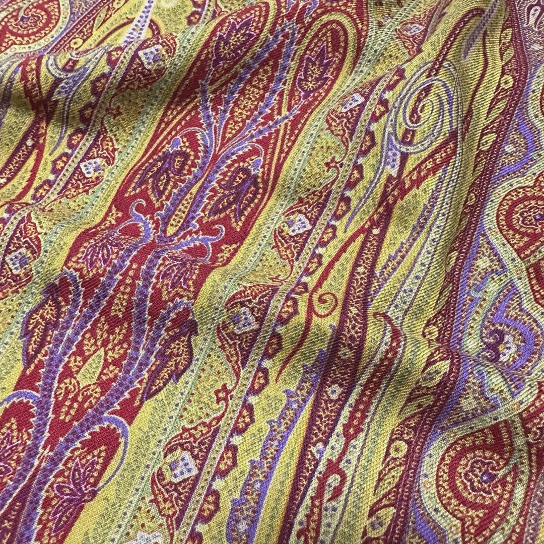 ETRO エトロ ペイズリー柄 スカーフ ショール 絹 シルク ウール silk
