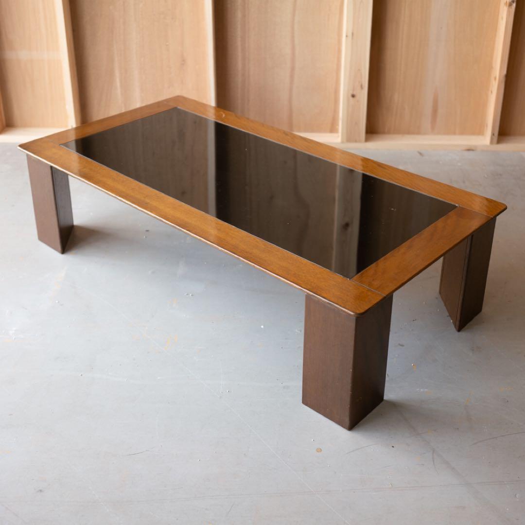 ナラ材　ブラウン色 センターテーブル ガラス天板 秋田木工 センターテーブル「AT-3」幅130cm ガラス天板 フレーム：ナラ