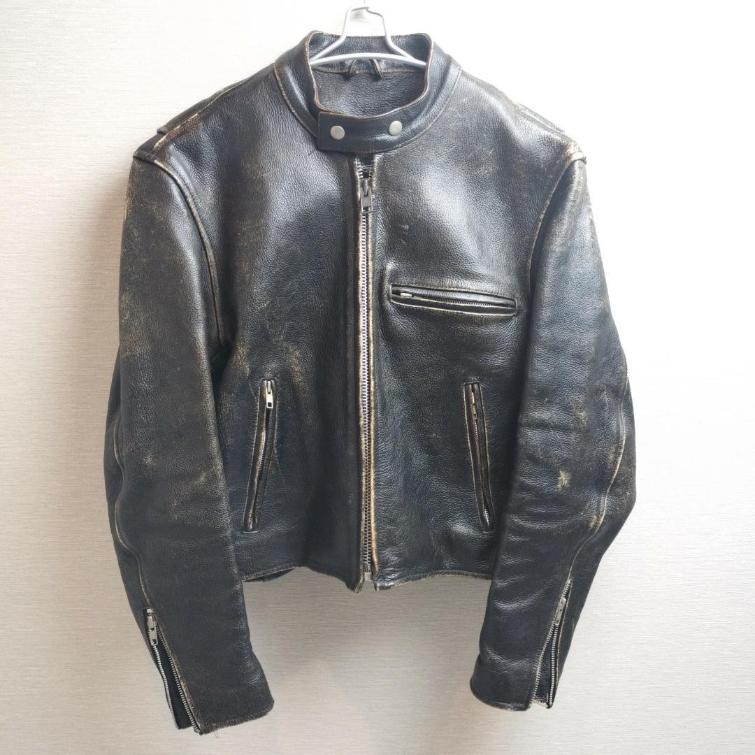 フェード Bikers シングルライダース レザージャケット 42 XL シボ The DUFFER of ST.GEORGE（ザダファーオブセントジョージ） 革ジャン