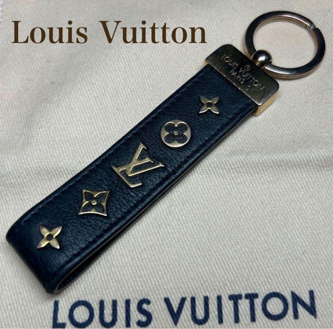 LouisVuitton ルイヴィトン レザー キーリング ブラック 保存袋付 正規紙袋無料】ルイヴィトン キーホルダー メンズ キーリング ダミエ