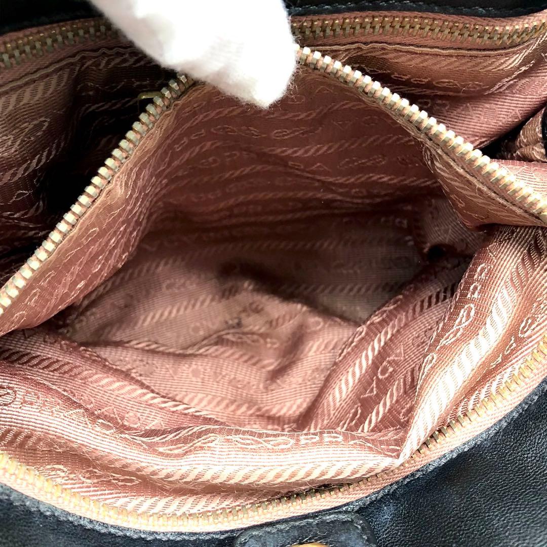 ✨美品✨プラダ トートバッグ メタルロゴ ゴールド金具 リボン