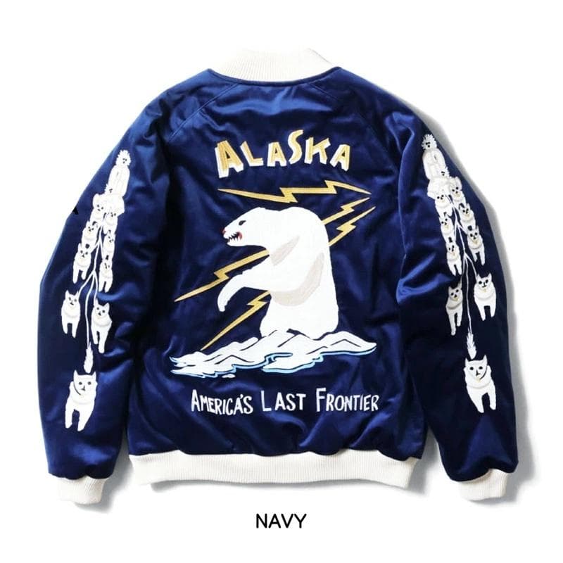 新品＊HOUSTON ヒューストン 別珍スカジャン アラスカ ネイビー XL