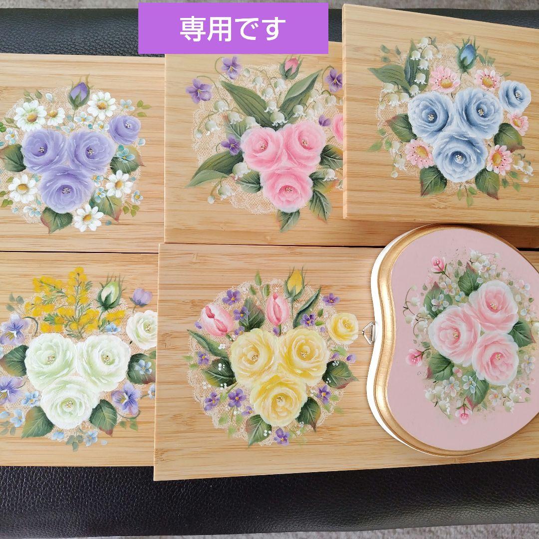 トールペイント作品薔薇のカップトレー 薔薇のトールペイント体験【アトリエRoseオリジナルローズのトレイ