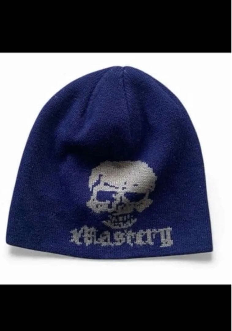 スカルニット帽 ネイビーfuckthisindustry punkandyo - メルカリ