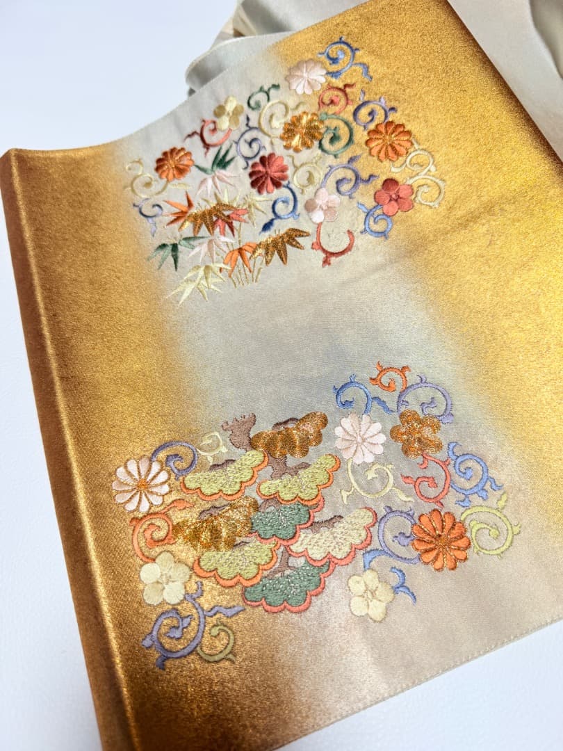 高級 袋帯 正絹 お太鼓柄 蘇州刺繍 金駒刺繍 ゴールド 訪問着 約40万円