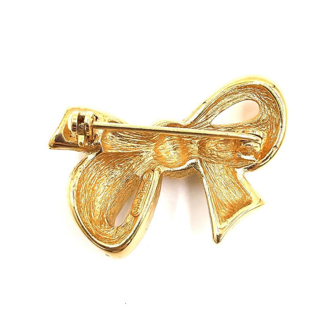 ✨️美品✨️ クリスチャン・ディオール リボン ブローチ ゴールド