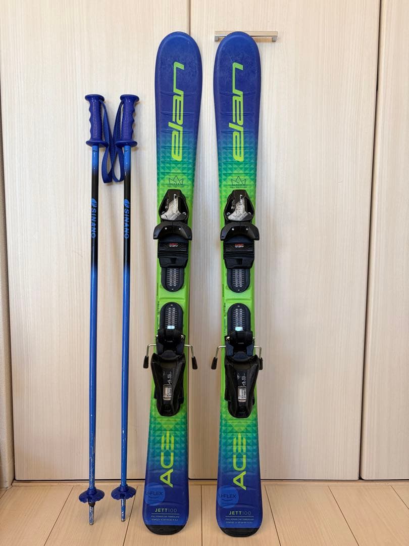 Elan 子供用スキー板 100cm ストック　3歳　4歳　5歳　6歳　7歳 elan（エラン） JETT JRS AFDJNV22 23-24年モデル ジュニア キッズ
