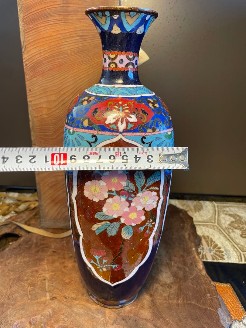 七宝焼花瓶，中国，清時代，骨董，インテリア，掐丝珐琅，明治，中国
