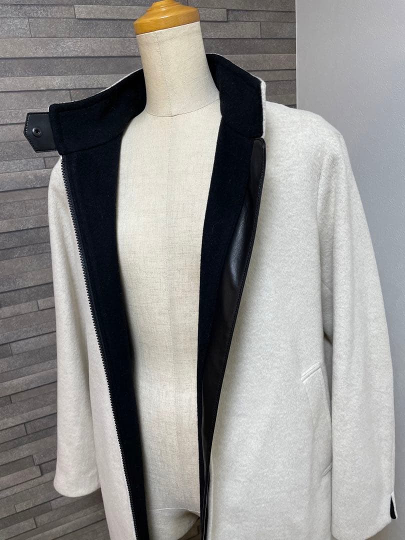 キヨコタカセ アンゴラ ウール フード フィールド コート エクリュ