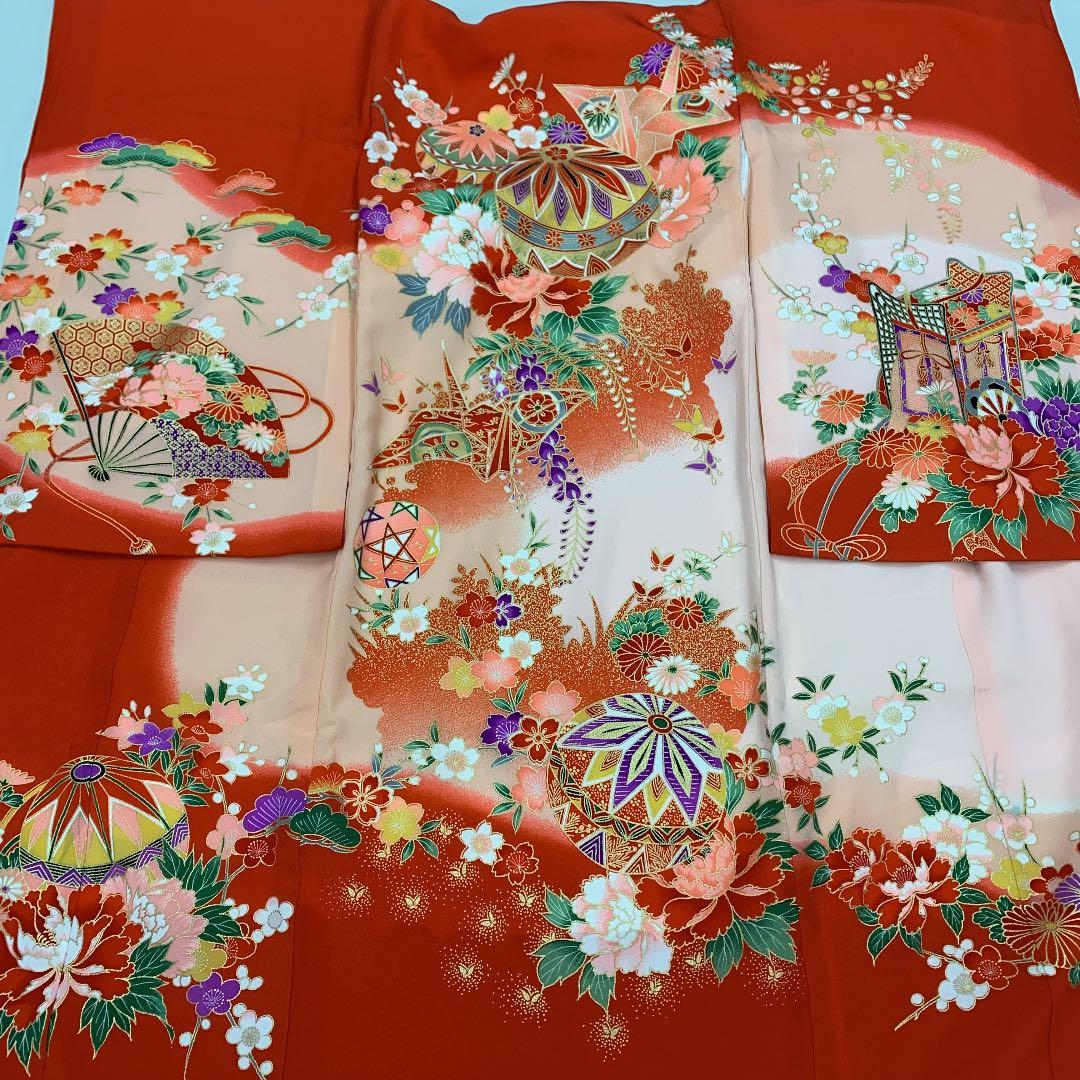新品正絹産着（お祝着）最高級京友禅伝統多色染、豪華刺繍入り古典四季