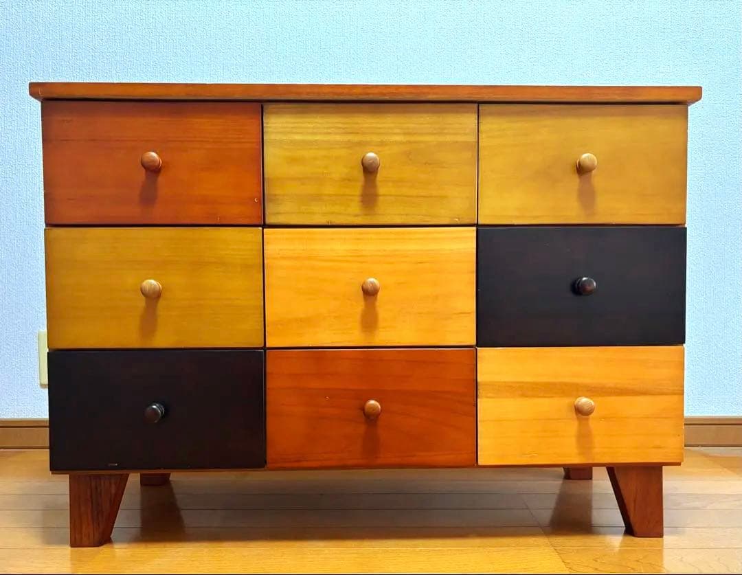 【完売品】ウッドチェスト ナチュラル 北欧風 チェリーウッド九マスチェスト | 美しさと耐久性を兼ね備えた高級感