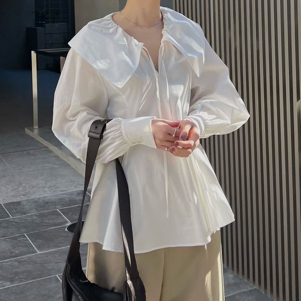 CLANE クラネ BIG COLLAR DRAWSTRING BLOUSE - メルカリ