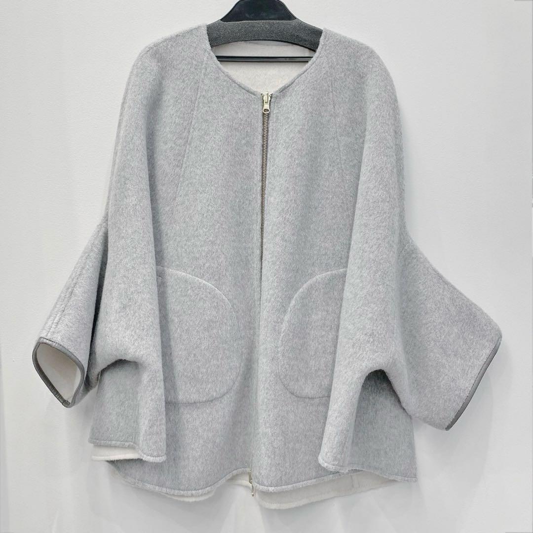 【新品・未使用】RISLEY リバーシブルウールポンチョコート RISLEY/リズレイ Reversible wool poncho coat(リバーシブルウール