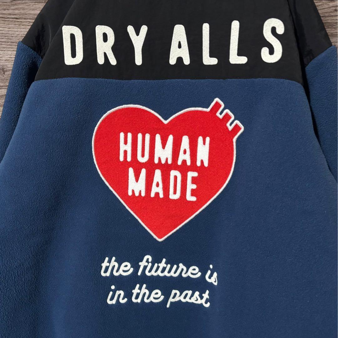 HUMAN MADE フリースハーフジップジャケット ブルー系 ビッグロゴ