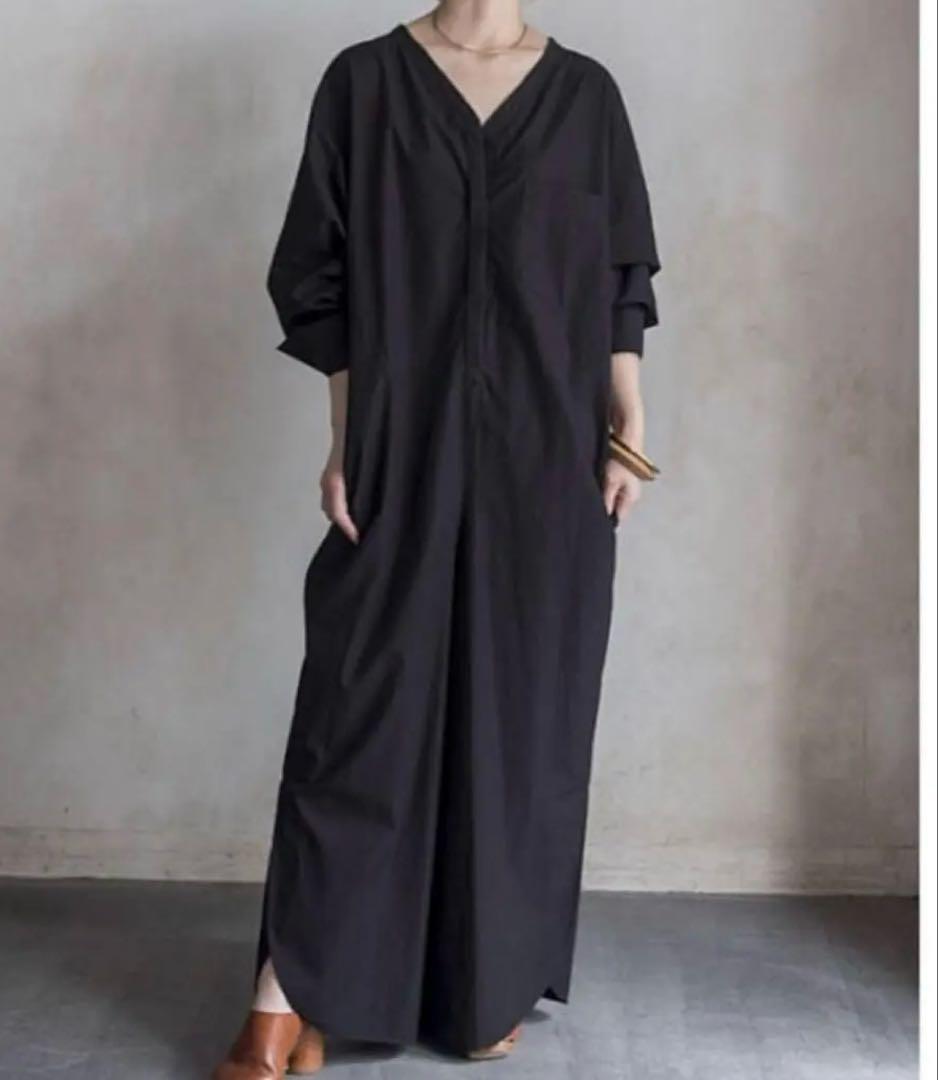 ENFOLD エンフォルド　オールインワン　サロペット　ジャンプスーツ　Ｖネック ノーワンノーズ No one knows オールインワンスーツ地大人Vネック