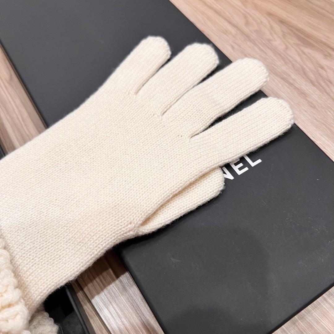 新品】シャネル CHANEL グローブ 手袋 ミトン カシミヤ ホワイト
