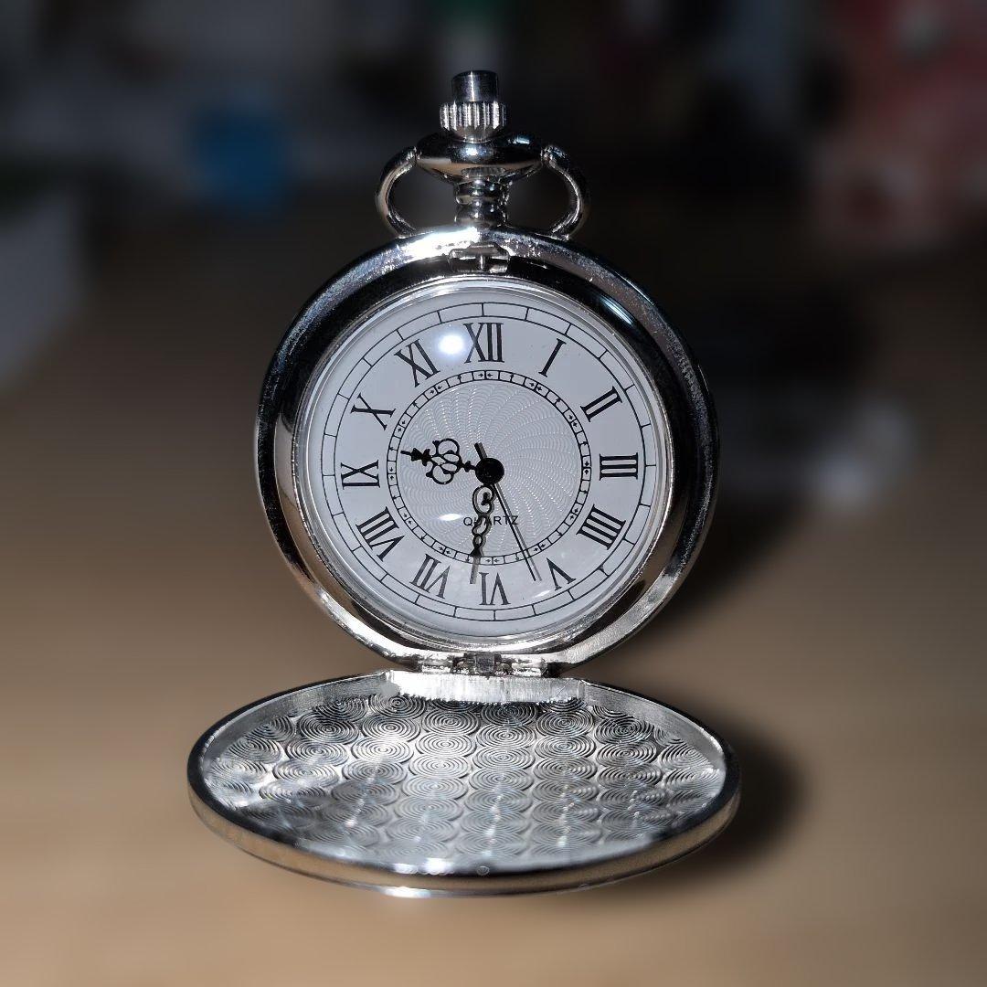 懐中時計 シルバー アンティーク ローマ数字 ペンダント - メルカリ
